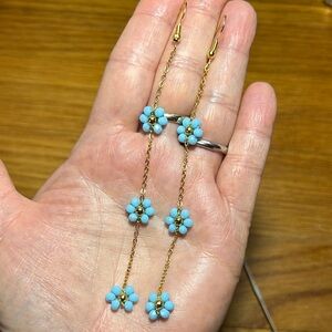 3/$25 Blue Floral Drop Earrings
